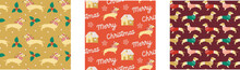 Cute Dachshund Dog Dogs Christmas Winter Seamless Repeat Pattern Collection Bundle Set 