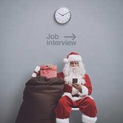 Wall Mural - Santa Claus waiting for a job interview
