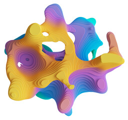 Wall Mural - 3d render, abstract colorful unusual layered curvy shape, isolated on black background. Creative wallpaper