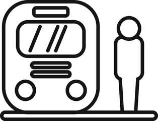 Wall Mural - Train metro icon outline vector. City platform. City waiting