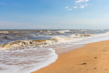 The Black Sea In Sunny Weather. Surf On The Beach, Waves,sandy Shore
