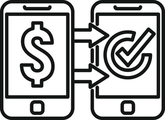 Poster - Phone money transfer icon outline vector. Send cash. Mobile online