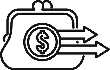Wall Mural - money wallet icon outline vector. send money. online bank