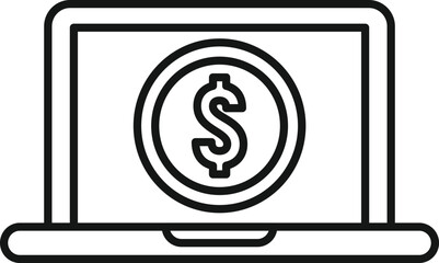 Wall Mural - laptop online money icon outline vector. payment cash. digital pay