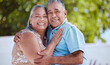 © Beaunitta V W/peopleimages.com - Love, senior couple and hug with smile, happy and bonding to celebrate, relationship, marriage and being romantic together. Portrait, mature man and woman hold each other, being loving or for romance