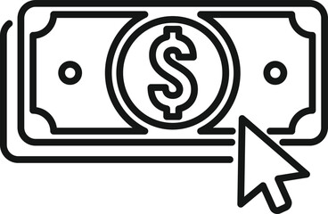 Wall Mural - click cash icon outline vector. payment mobile. online bank