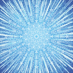 Wall Mural - Shining glowing blue mandala background. Sacral illustration.