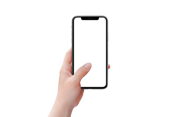 modern phone mockup in woman hand isolated png transparent