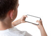 Smart phone ih horizontal position in kid hands png transparent
