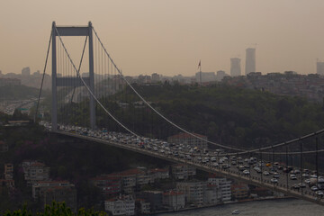 Fatih Sultan Mehmet Bridge view from Otagtepe Park in Istanbul