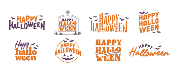 Wall Mural - Happy Halloween lettering. Holiday lettering for banner, poster, greeting card or party invitation. Vector illustration.