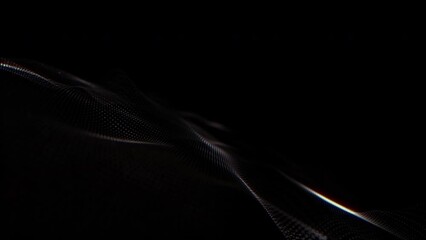 Abstract loop animation white glow particles wave in the dark for  Science Business, Technology background concept.