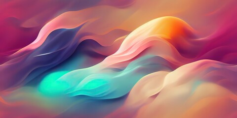 Wall Mural - Smooth, silky liquid flow with vibrant, undulating shapes