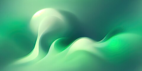 Wall Mural - Soft green-white wavy liquid flow with a smooth texture and blurring effect