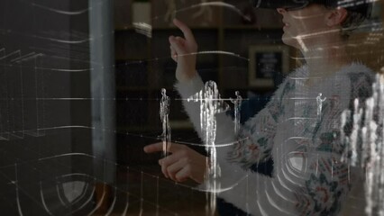 Poster - Animation of data processing over caucasian businesswoman using vr headset