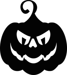 Wall Mural - Vector halloween angry pumpkin black icon. Halloween party sign