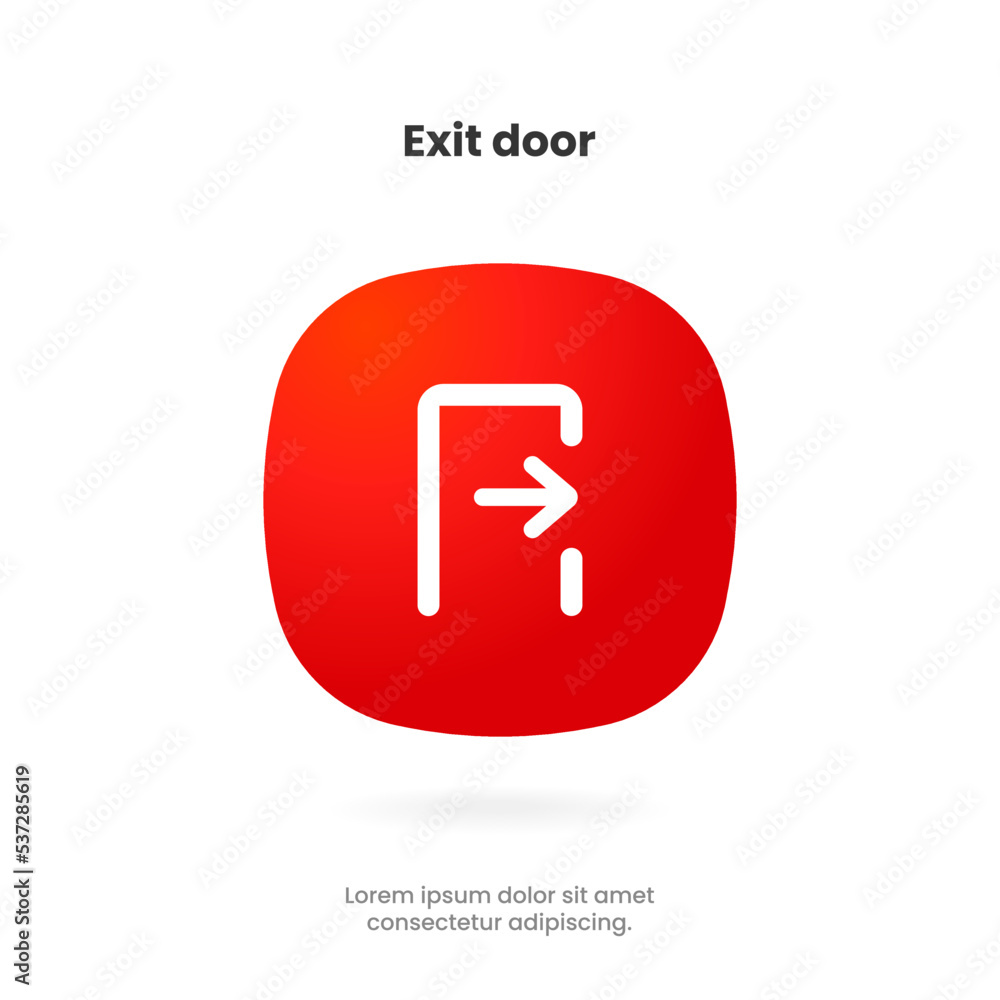 Web Exit Icon Emergency fire exit door icon. Red exit icon. Arrow symbol. Logout icon ...