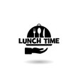 Lunch time icon logo with shadow