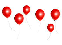 PNG. Red Balloons Bunch On Transparent Background.