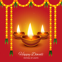 Happy Diwali Traditional Orange Decorative Background