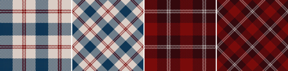 Wall Mural - Check set seamless plaid pattern pixel.