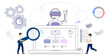 RPA Robotic process automation innovation technology Artificial intelligence web banner layout Business industry, bot, algorithm, coding, analyze, automate, check and loop Vector illustration concept