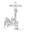 continuous line of Jesus christ.one line drawing of the Lord jesus being overtaken.line art of the event of the crucifixion of jesus christ