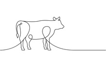 Cow One Line Continuous Drawing. Bull Symbol. Farm Animal Continuous One Line Illustration. Vector Minimalist Linear Illustration.