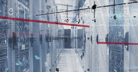 Wall Mural - Image of data processing over server room