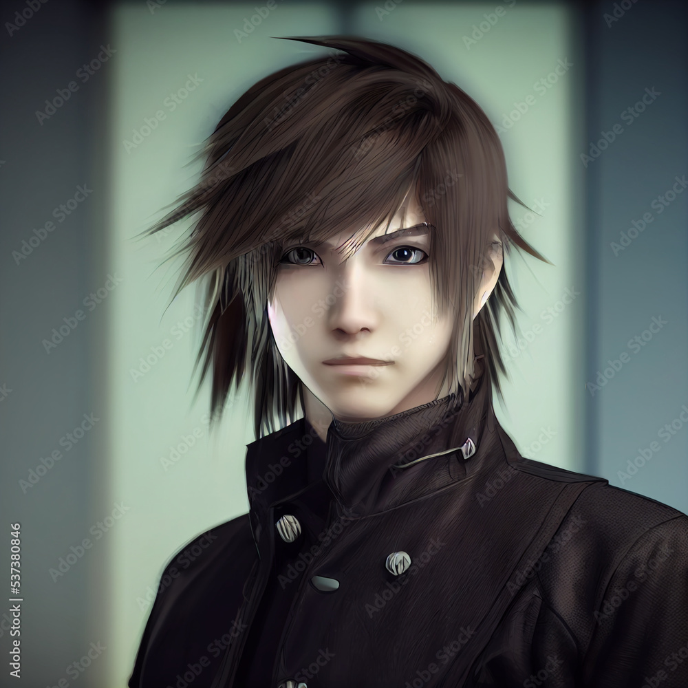  Hentai 3D boy Cute and handsome 3D Anime Hentai character illustration portrait of a  young male boy - man with long shiny hair with background の Stock イラスト |  Adobe Stock