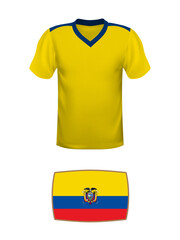 Canvas Print - Ecuador jersey football kit. World football tournament 2022. National t-shirt and flag of soccer team Ecuador on white background.