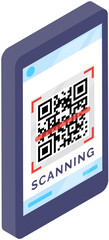 Wall Mural - app for scanning qr code via mobile phone scanner device isometric vector illustration. product code