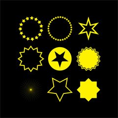 Sticker - Star icons. Sparkles, shining burst. Vector symbols star Retro futuristic sparkle icons collection. Set of star shapes. 