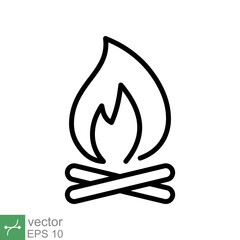 Wall Mural - Bonfire icon. Simple outline style. Fire, campfire, camp, bon, flame, nature concept. Thin line vector illustration isolated on white background. EPS 10.