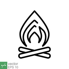 Wall Mural - Bonfire icon. Simple outline style. Fire, campfire, camp, bon, flame, nature concept. Thin line vector illustration isolated on white background. EPS 10.