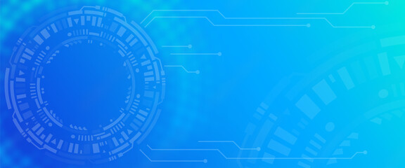 website header banner, technology theme with blue background