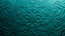 Diwali Concept Featuring A Turquoise 3D Ornate Pattern. Festival Wallpaper. 3D Render.