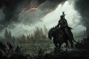 Wall Mural - Fantasy battle war illustration art digital artwork dark sci-fi epic scifi orcs elves army soldiers demons
background wallpaper backdrop scene world horror eery atmospheric hord weapons