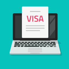 Wall Mural - visa digital online application document approved icon vector or accepted electronic nomad doc on in