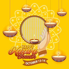 Sticker - Happy Karwa Chauth poster design