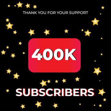 400k subscribers background black with golden star. can be used for social media banners