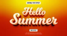 Hello Summer Text Style Effect With Orang And Red Gradient Text Effect, Summer Text Style Theme