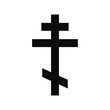 Orthodox cross vector symbol -  Christian religion black flat illustration icon isolated on white background