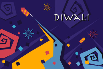 Wall Mural - Colourful 'Diwali' fireworks. Concept for Diwali festival India