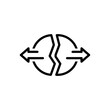 Black line icon for divided