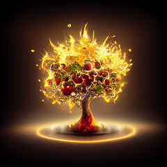 Poster - tree of life with fruits / apples