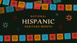 © Luki - Hispanic heritage month. Abstract flag ornament background design, retro style with text, geometry