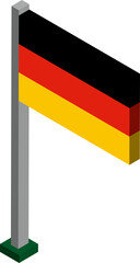 Sticker - Germany Flag on Flagpole in Isometric dimension.