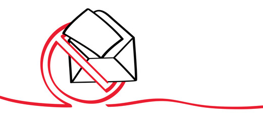 Poster - No spam. Stop, no paper envelopes. Post box or post sign. No inbox, advertising, junk mail icon. Vector postcard, envelope symbol. Cartoon email or mailing. Wrong address email. Envelope