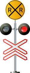 Canvas Print - Railway traffic light, barrier